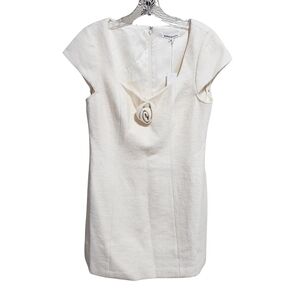 Reformation Zada 3D Rose Mini Dress Wool Blend Women 10 Ivory NWT
